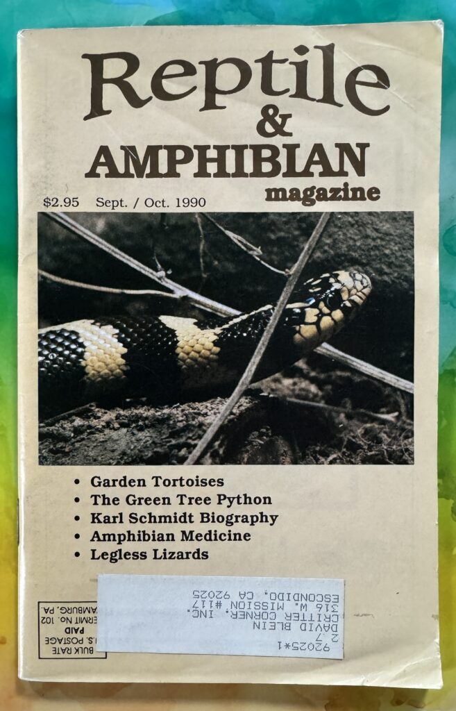 Reptile & Amphibian Magazine RD3, Box 3709, Pottsville, PA 17901 Editor: Norman Frank, DVM Asst. Editor: Erica Hess