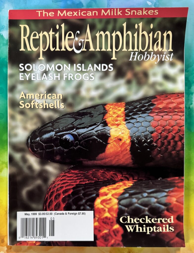 Reptilian & Amphibian Hobbyist, T.F.H. Publications, Inc. One TFH Plaza, Neptune City, New Jersey 07753 Contributing Senior Editor: Dr. Warren E. Burgess, Executive Editor: Glen S. Axelrod, Editor: Tom Mazorlig, Managing Editor: Neal Pronek, Editor in Chief: Marilee Talman, Senior Editor: Jerry G. Walls