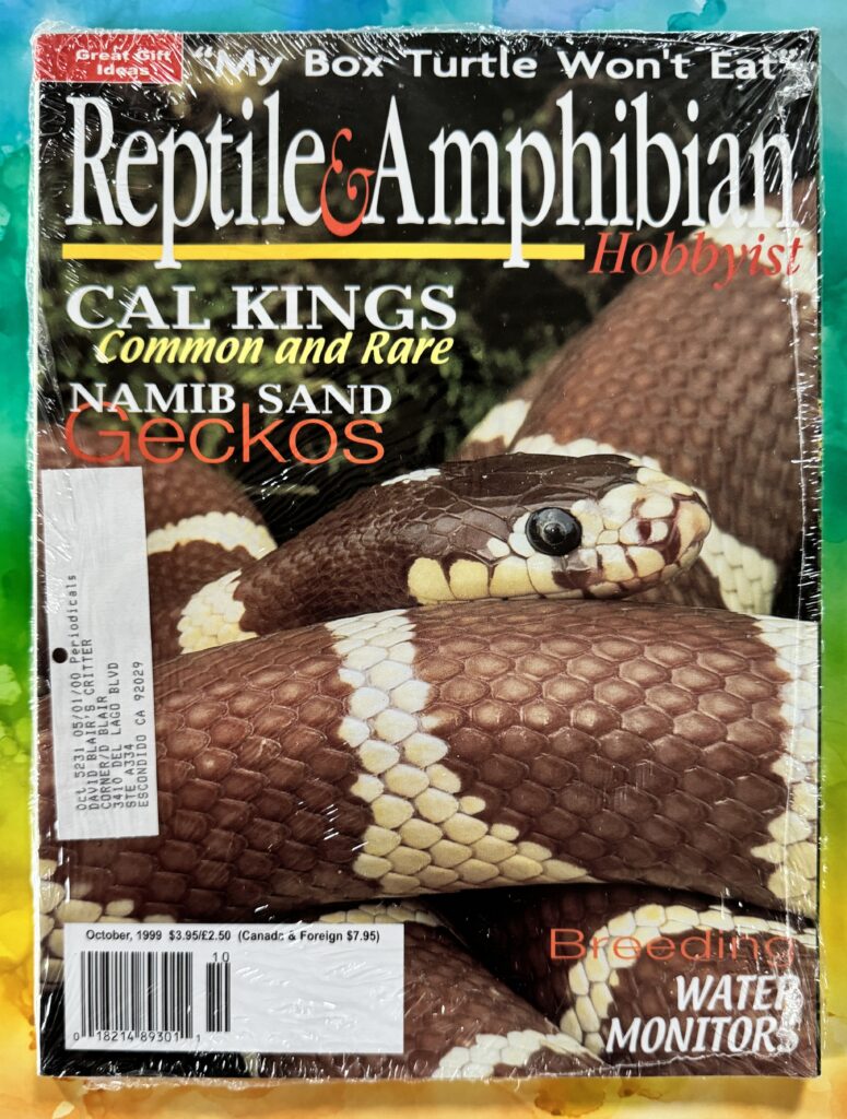 Reptilian & Amphibian Hobbyist, T.F.H. Publications, Inc. One TFH Plaza, Neptune City, New Jersey 07753 Contributing Senior Editor: Dr. Warren E. Burgess, Executive Editor: Glen S. Axelrod, Editor: Tom Mazorlig, Managing Editor: Neal Pronek, Editor in Chief: Marilee Talman, Senior Editor: Jerry G. Walls