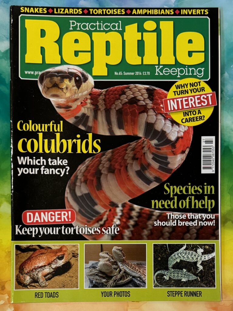 Practical Reptile Keeping, Kelsey Publishing Group Cudham Tithe Barn, Berry's Hill, Cudham, Kent TN163AG. Editor: David Alderton, Distribution: Marketforce, Printed: William Gibbons & Sons Ltd., Willenhall W Midlands.